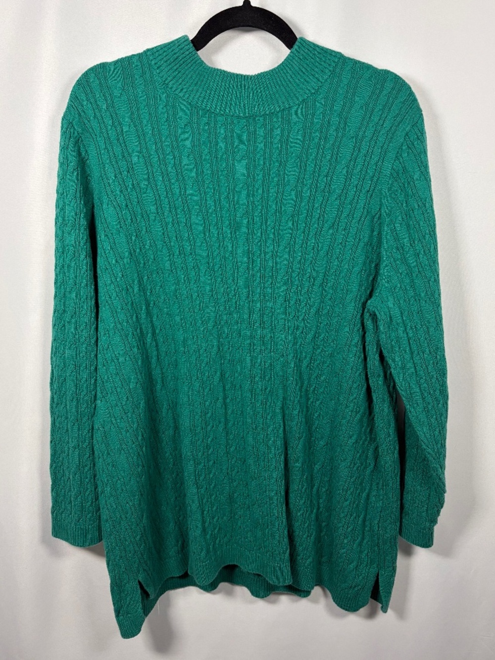 Lands' End Emerald Green Heavy Knit Plus Size Academia Mockneck Pullover Sweater